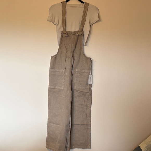 Zenana Outfitters Pants - Zenana Outfitters Beige Knot-Detail Wide Overalls